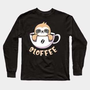 Sloffee Cute Sloth In Coffee Cup Long Sleeve T-Shirt